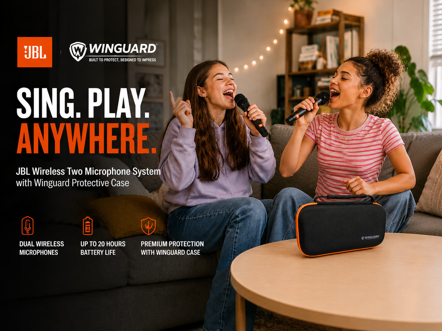 JBL Wireless Dual-Channel Microphone System with Winguard Travel Case