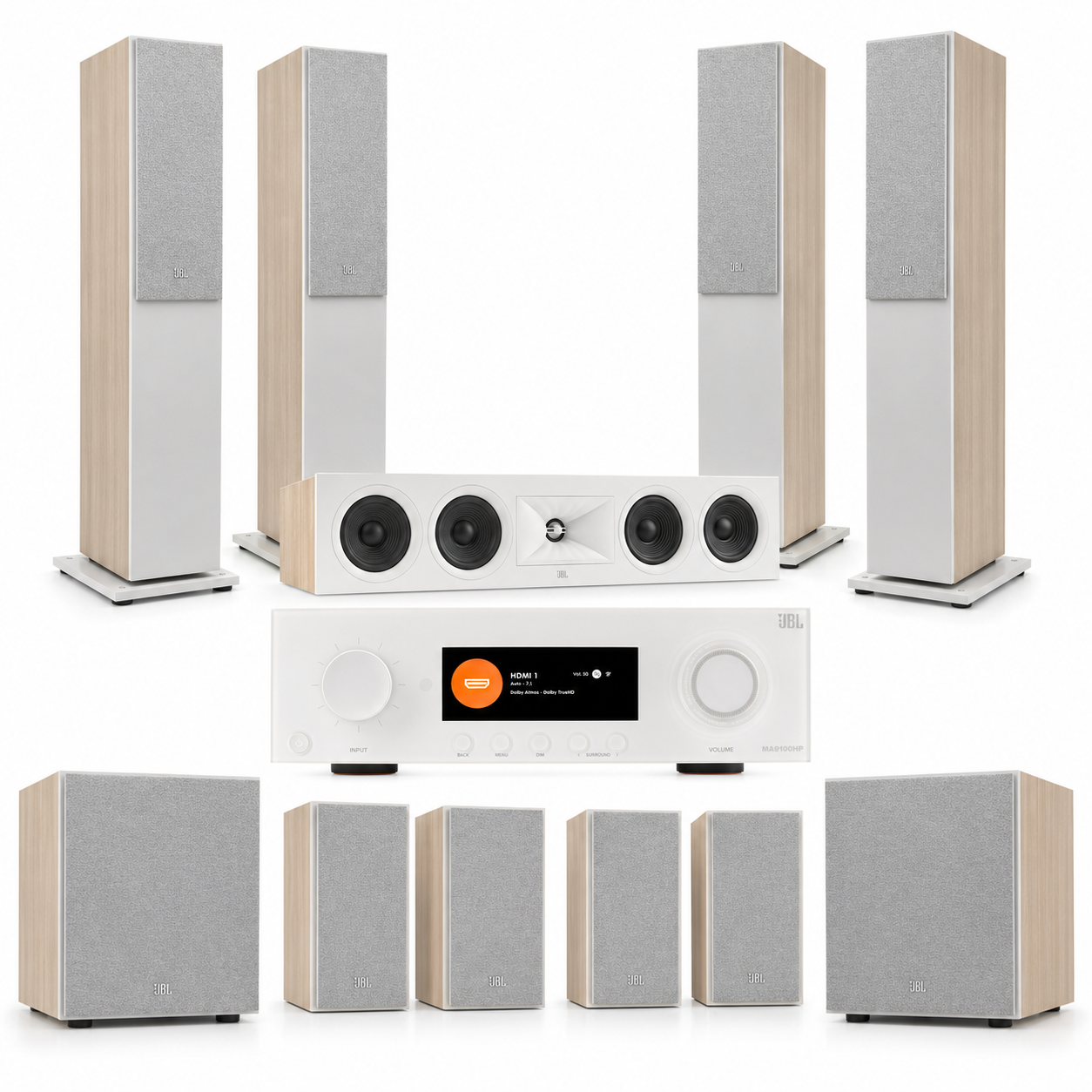JBL Stage 2 7.2 Home Theater System with MA9100HP Receiver White