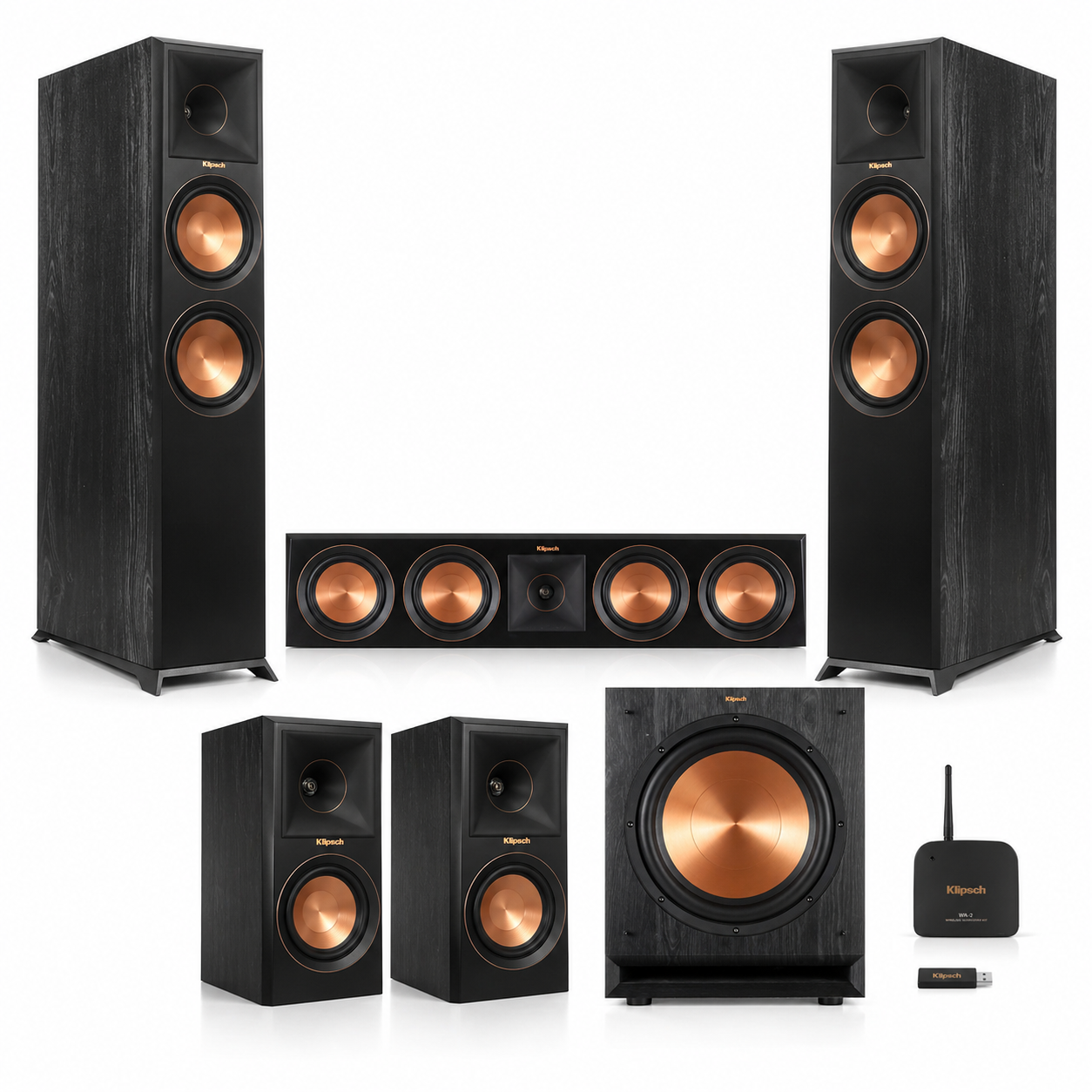 Klipsch Reference Premiere 5.1.2 Dolby Atmos Home Theater System with RP-8060FA Towers Ebony